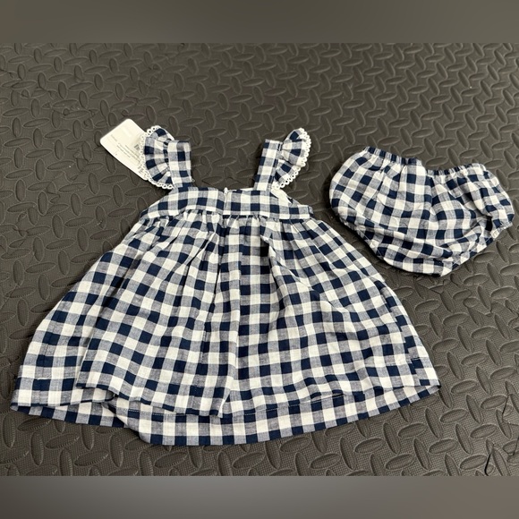 Mayoral Navy and White Gingham Kids Dress Set - Picture 3 of 6